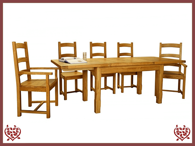 COUNTRY OAK SLAT END EXTENDING DINING TABLE | Paul Martyn Furniture UK