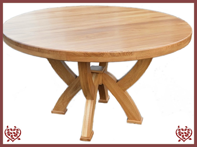 COUNTRY OAK RUSTIC X LEG 1.2 M ROUND DINING TABLE | Paul Martyn Furniture UK