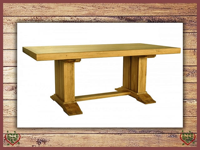 COUNTRY OAK RUSTIC DOUBLE LEG DINING TABLE | Paul Martyn Furniture UK