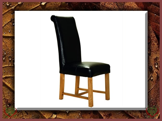 ROLL TOP LEATHER OAK DINING CHAIR | Paul Martyn Furniture UK
