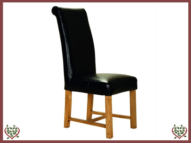 ROLL TOP LEATHER OAK DINING CHAIR | Paul Martyn Furniture UK