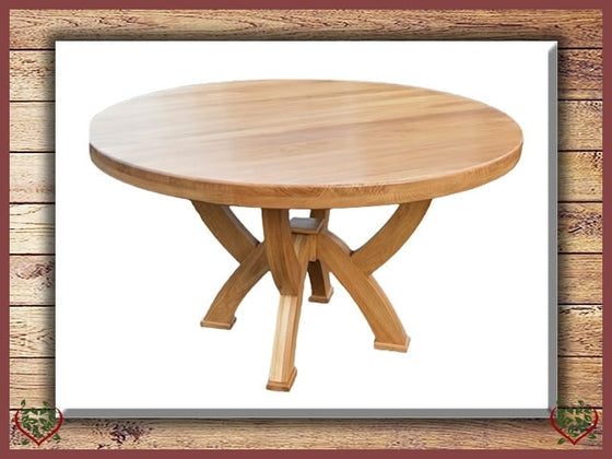 COUNTRY OAK RUSTIC X LEG 1.2 M ROUND DINING TABLE | Paul Martyn Furniture UK