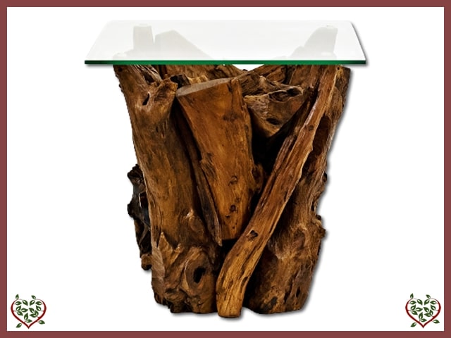 SQUARE TEAK BRANCH SIDE TABLE ROOT