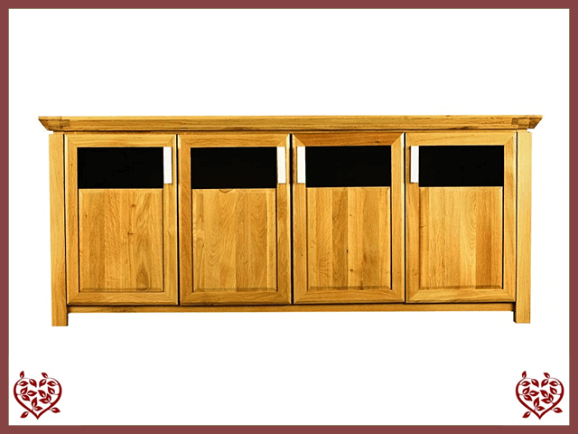 TEMPLE OAK SIDEBOARD, 4 DOORS, PART GLAZED | Paul Martyn Furniture UK