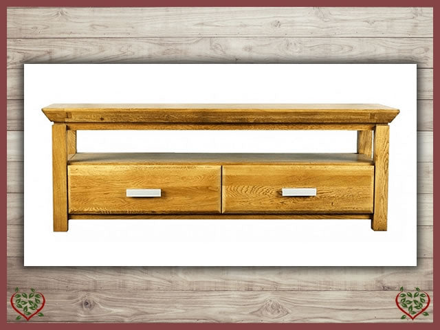 TEMPLE OAK TV UNIT, 2 DRAWERS | Paul Martyn Furniture UK