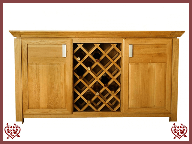 TEMPLE OAK WINE CABINET, 2 DOORS AND WINE RACK | Paul Martyn Furniture UK