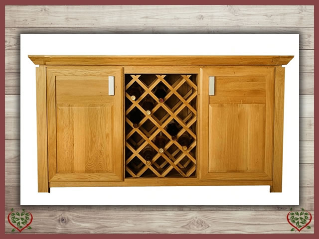 TEMPLE OAK WINE CABINET, 2 DOORS AND WINE RACK | Paul Martyn Furniture UK