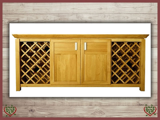 TEMPLE OAK WINE CABINET, 2 DOORS AND WINE RACKS | Paul Martyn Furniture UK