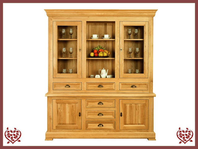 MANOR OAK GLAZED DRESSER – 4 DOORS/6 DRAWERS | Paul Martyn Furniture UK