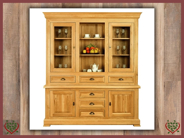 MANOR OAK GLAZED DRESSER – 4 DOORS/6 DRAWERS | Paul Martyn Furniture UK