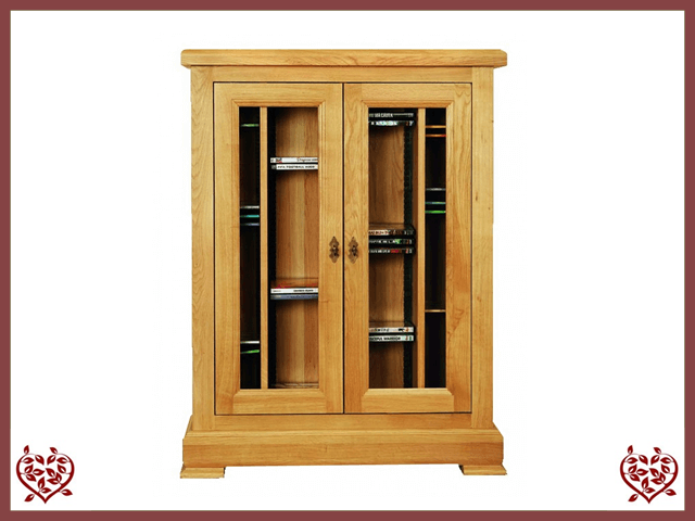 MANOR OAK CD AND DVD RACK – 2 DOORS | Paul Martyn Furniture UK