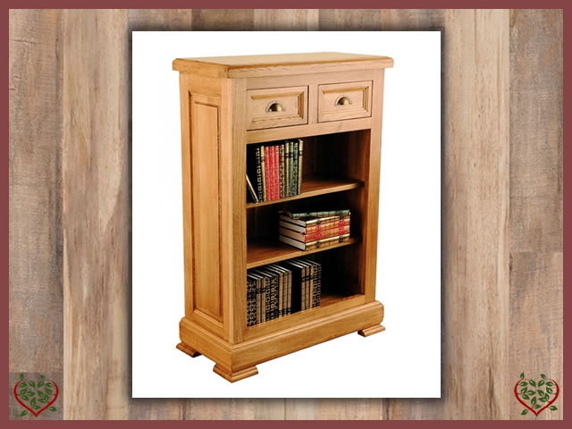 MANOR OAK BOOKCASE – 2 DRAWERS | Paul Martyn Furniture UK