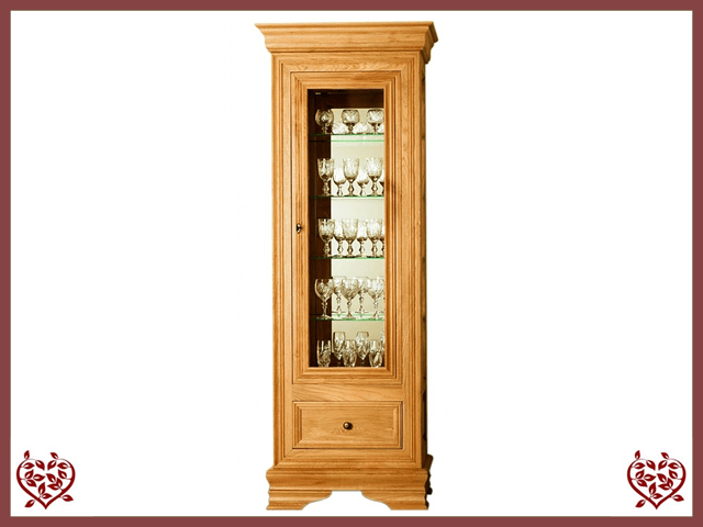 CHANCELLOR OAK DISPLAY CABINET, 1 DOOR AND 1 DRAWER | Paul Martyn Furniture UK