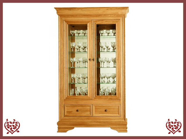 CHANCELLOR OAK DISPLAY CABINET, 2 DOORS/DRAWERS | Paul Martyn Furniture UK