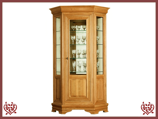 CHANCELLOR OAK HEXAGONAL DISPLAY CABINET, 1 DOOR | Paul Martyn Furniture UK