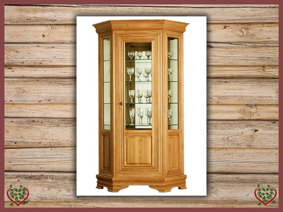 CHANCELLOR OAK HEXAGONAL DISPLAY CABINET, 1 DOOR | Paul Martyn Furniture UK