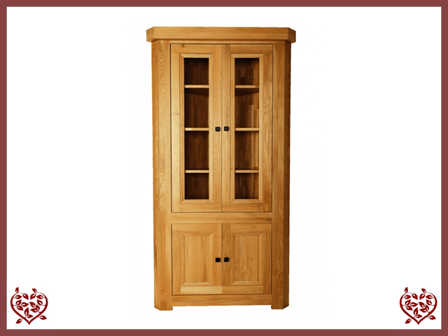 AUBUSSON OAK GLAZED CORNER DISPLAY CABINET | Paul Martyn Furniture UK