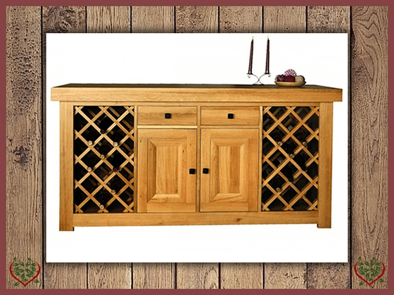 AUBUSSON OAK SIDEBOARD WITH WINE RACKS | Paul Martyn Furniture UK