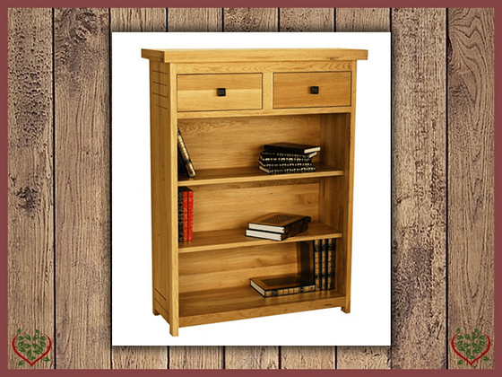 AUBUSSON OAK LOW BOOKCASE 2 DRAWERS | Paul Martyn Furniture UK