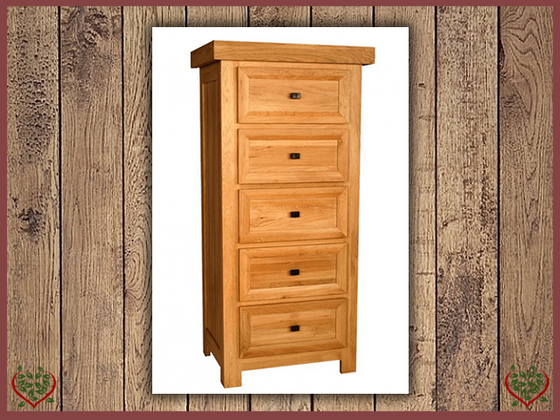 AUBUSSON OAK 5 DRAWER WELLINGTON CHEST | Paul Martyn Furniture UK