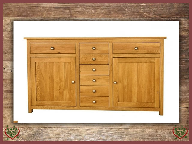 ELEGANCE OAK SIDEBOARD, 2 DOORS/8 DRAWERS | Paul Martyn Furniture UK