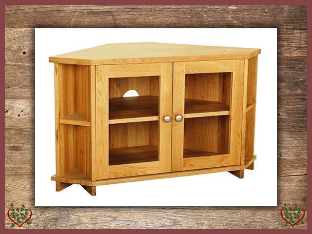 ELEGANCE OAK CORNER TV CABINET – 2 DOORS | Paul Martyn Furniture UK