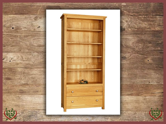 ELEGANCE OAK BOOKCASE 2 DRAWERS | Paul Martyn Furniture UK