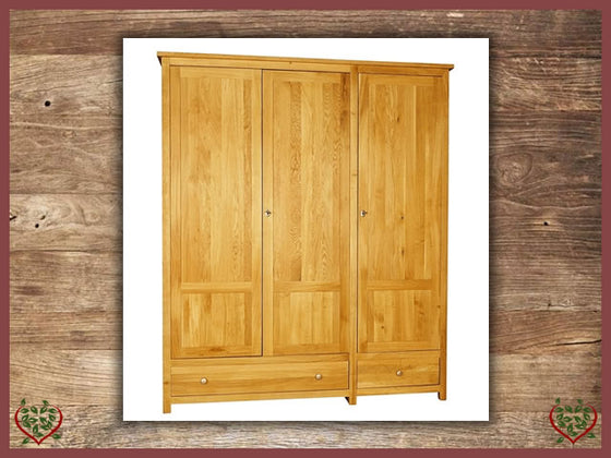 ELEGANCE OAK WARDROBE 3 DOORS/2 DRAWERS | Paul Martyn Furniture UK