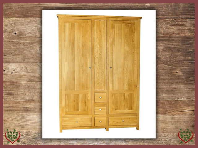 ELEGANCE OAK WARDROBE – 2 DOORS/5 DRAWERS | Paul Martyn Furniture UK