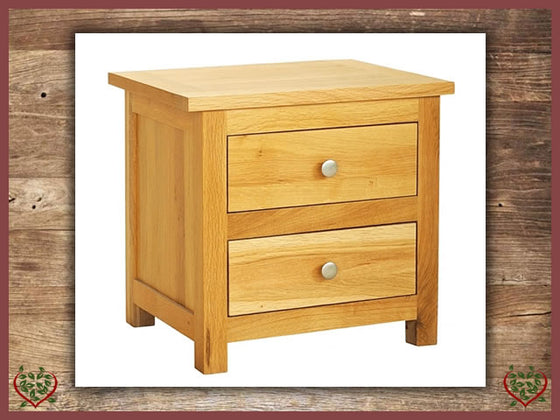 ELEGANCE OAK BEDSIDE CABINET 2 DRAWERS | Paul Martyn Furniture UK