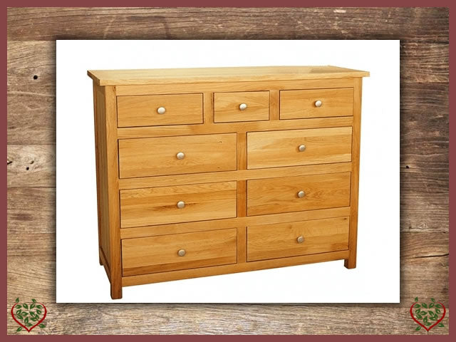 ELEGANCE OAK CHEST – 9 DRAWERS | Paul Martyn Furniture UK