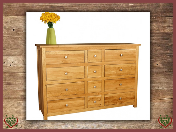 ELEGANCE OAK CHEST – 12 DRAWERS | Paul Martyn Furniture UK