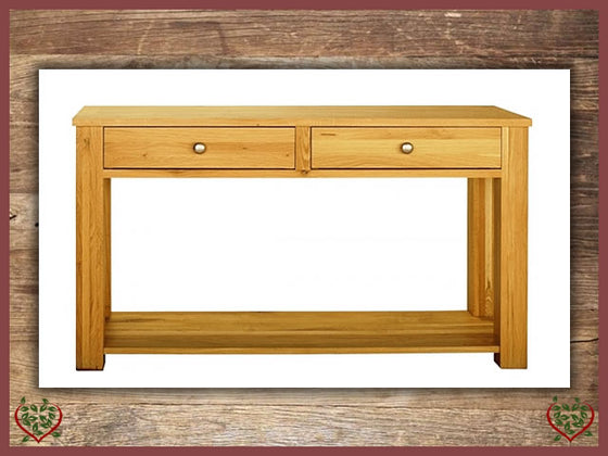 ELEGANCE OAK HALL TABLE 2 DRAWERS | Paul Martyn Furniture UK