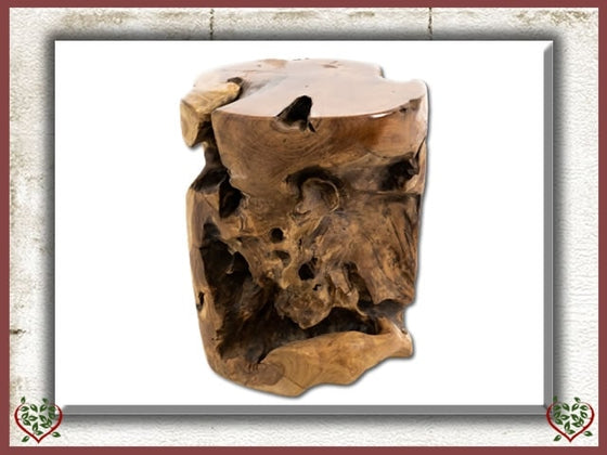 TEAK ROUND ROOT STOOL
