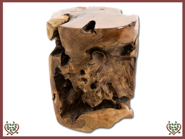 TEAK ROUND ROOT STOOL